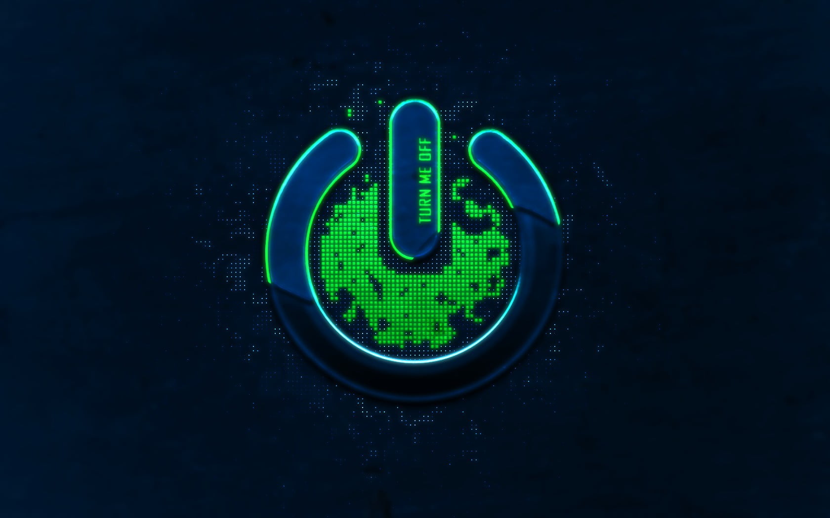 blue and green power button, computer, digital art, blue background