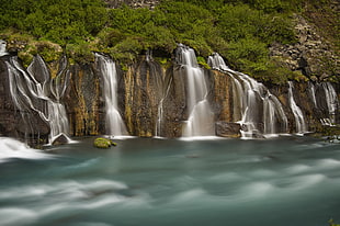 timelapse photography of water falls during daytime HD wallpaper