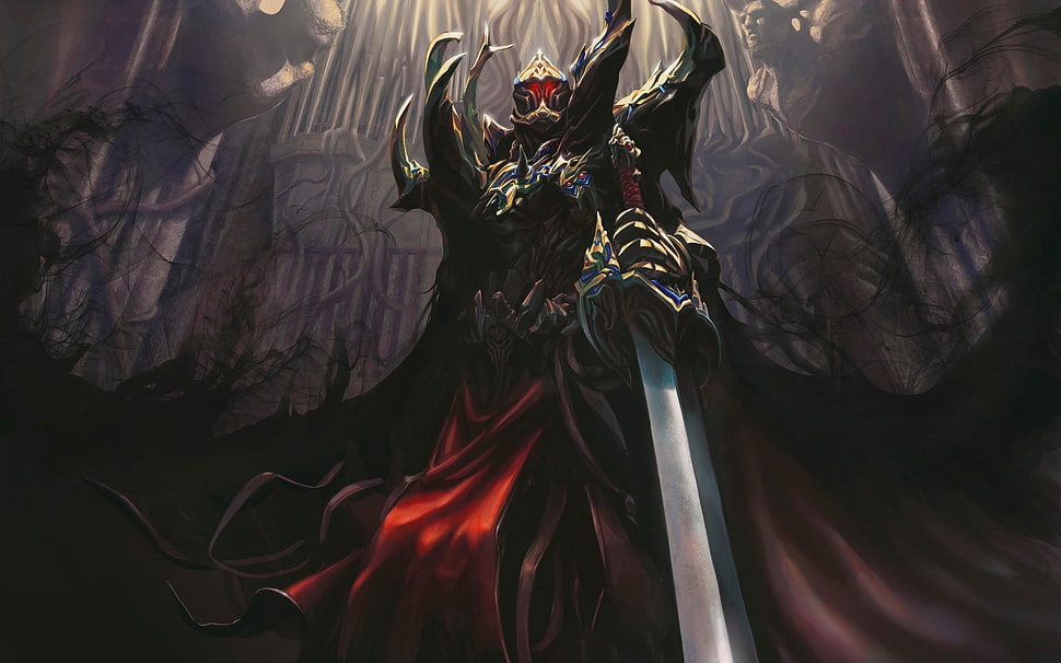 gray sword wallpaper, warrior, digital art HD wallpaper