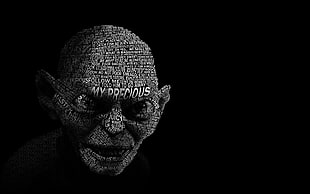 Gollum character digital wallpaper, typography, simple background, Gollum, The Lord of the Rings