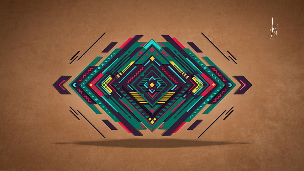 red and green digital logo, abstract, digital art, vector, triangle HD wallpaper