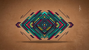 red and green digital logo, abstract, digital art, vector, triangle