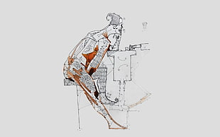 illustration of man, drawing HD wallpaper