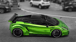 green and black coupe, Lamborghini Gallardo, Lamborghini, car, supercars HD wallpaper