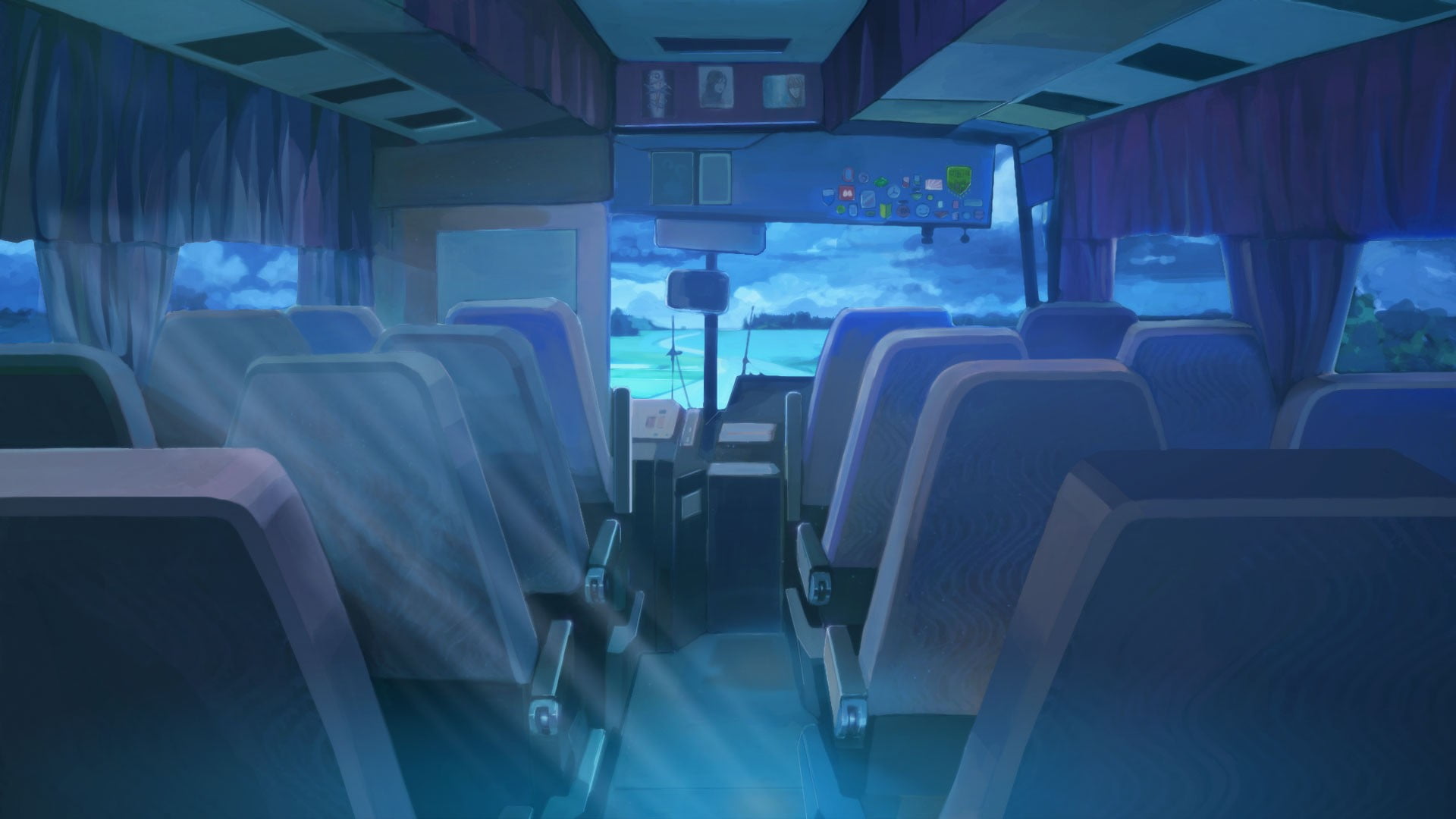 Gray And Black Vehicle Interior Buses Clouds Night
