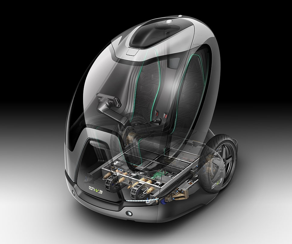 gray smart car, vehicle, digital art, render, CGI HD wallpaper