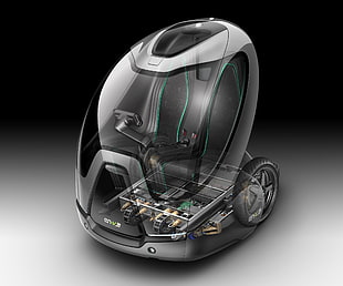 gray smart car, vehicle, digital art, render, CGI