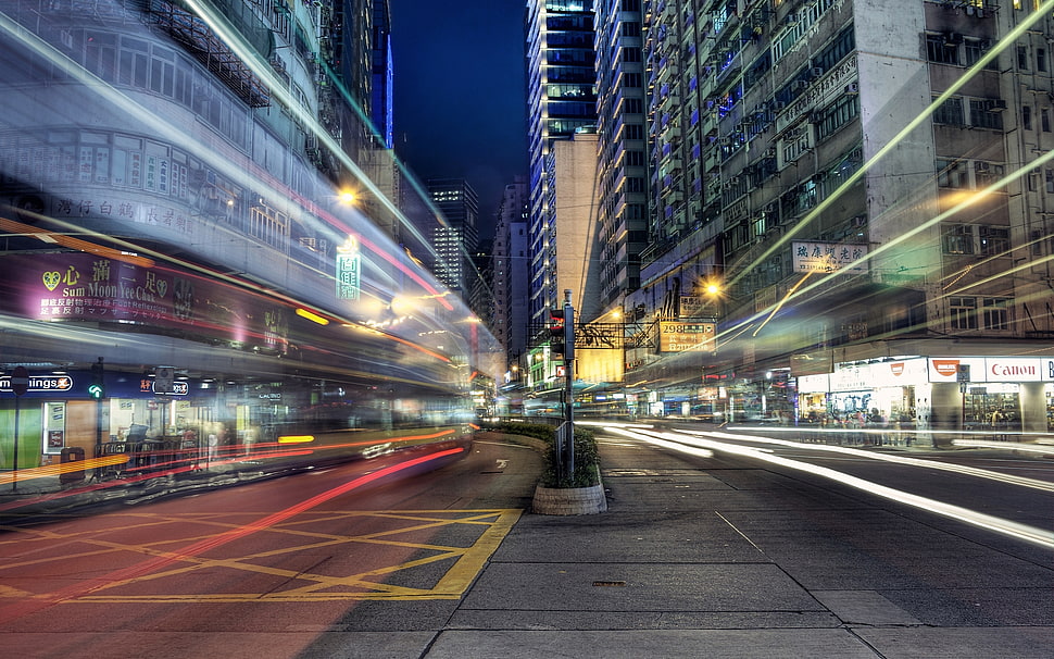 city view time lapse photography HD wallpaper