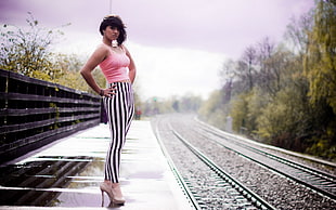 Railroad,  Girl,  Stylish,  Suspense HD wallpaper