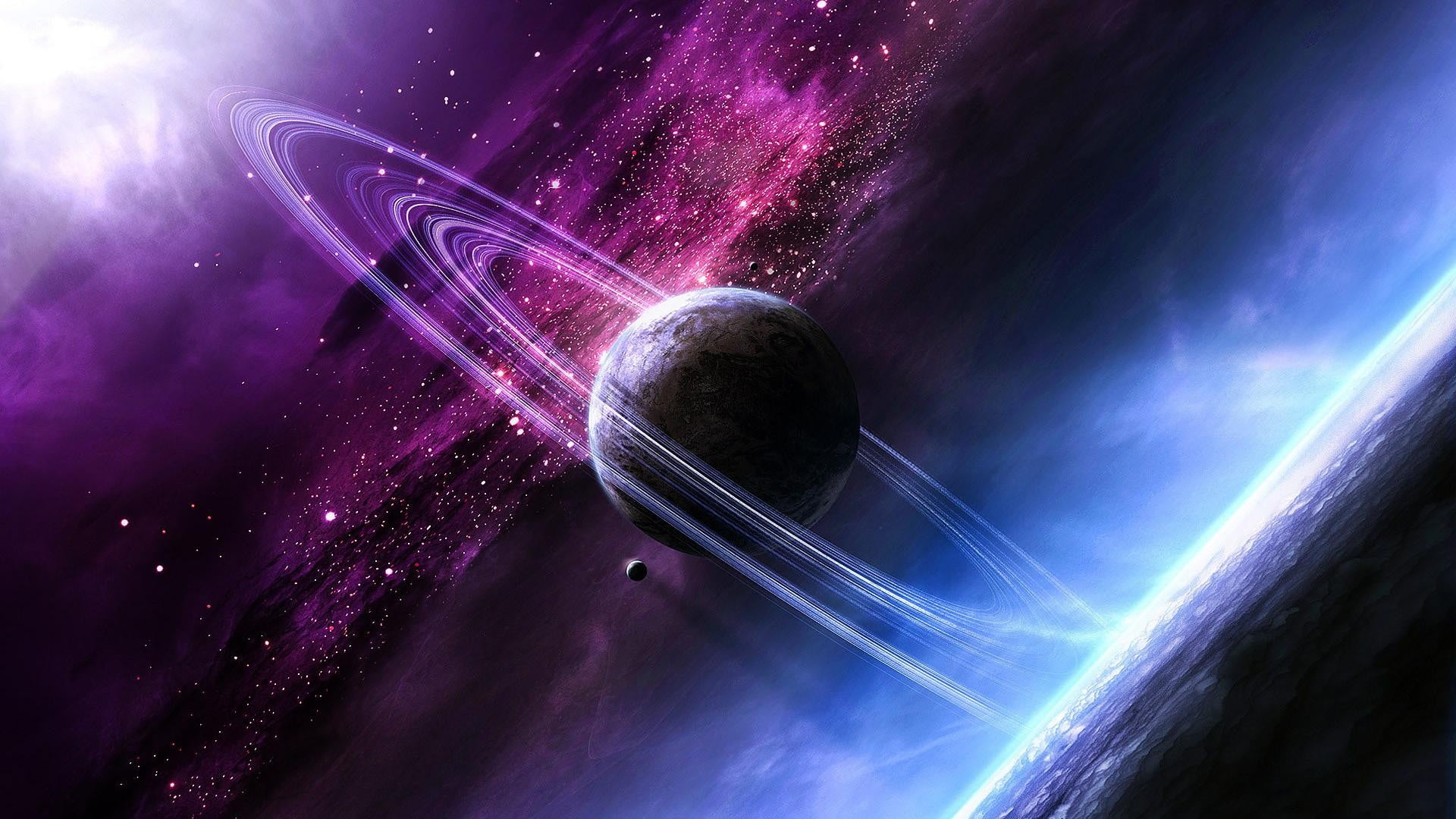 Galaxy Digital Wallpaper Space Galaxy Planet Planetary Rings Hd