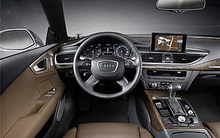 black and gray Audi car interior, car, Audi