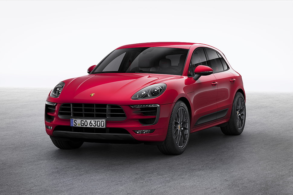 red 5-door hatchback HD wallpaper