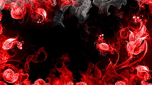 black and red floral illustration