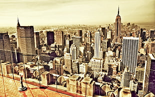 brown and black wooden table, cityscape, building, HDR, New York City