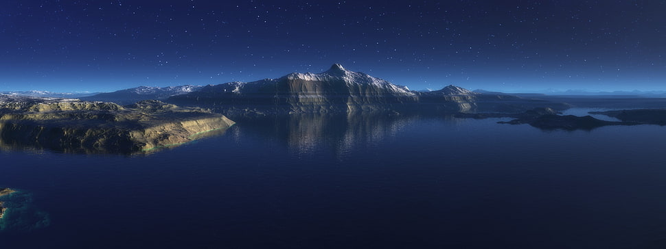 snow covered mountain, landscape, multiple display HD wallpaper