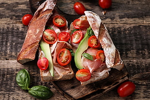 sliced tomatoes, sandwich, bread, tomato