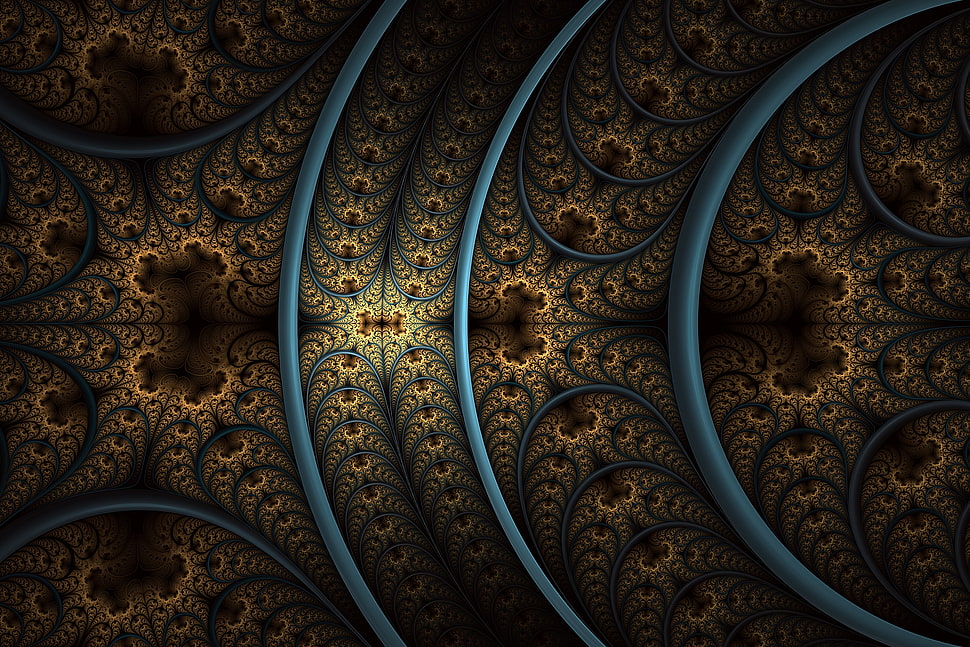 brown and teal mandala art HD wallpaper