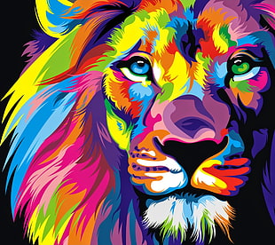 yellow, brown, and pink lion head vexel art