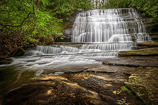 time lapse photography of falls, pisgah national forest HD wallpaper