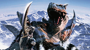 game monster character digital wallpaper, Monster Hunter, Tigrex