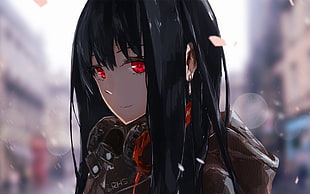 woman in black long hair anime character