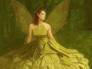 Green Fairy illustration HD wallpaper