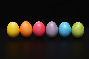 six assorted color eggs