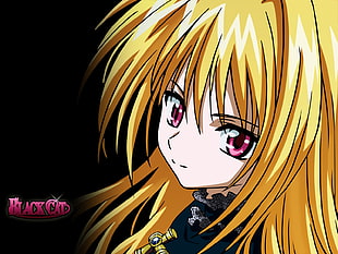 yellow haired anime woman character digital wallpaper