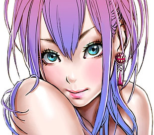 illustration of a purple haired girl HD wallpaper
