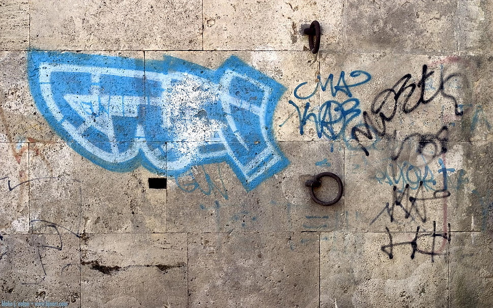 blue and black graffiti, graffiti HD wallpaper