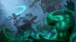 warrior riding wild boar fighting monster digital wallpaper, Zac (League of Legends), Sejuani  (League  of Legends), Maokai (League of Legends), League of Legends