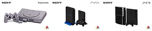 black Sony PS2 and PS3, PlayStation, PlayStation 2, PlayStation 3, Sony