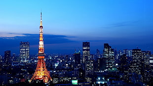 Eiffel Tower, Paris, Tokyo, Tokyo Tower, Japan, city lights