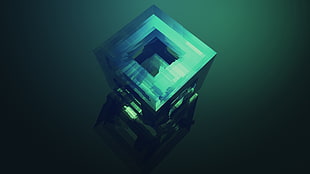 square green cube digital wallpaper