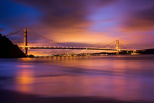 golden gate bridge during sunset HD wallpaper