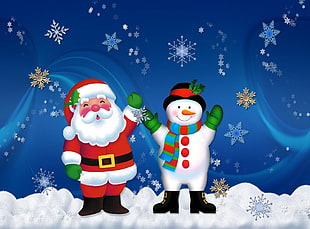 Santa claus,  Snowman,  Holiday,  Christmas HD wallpaper