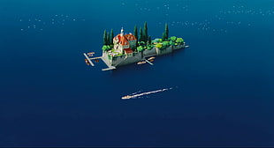 game application screenshot, anime, Studio Ghibli, landscape, house