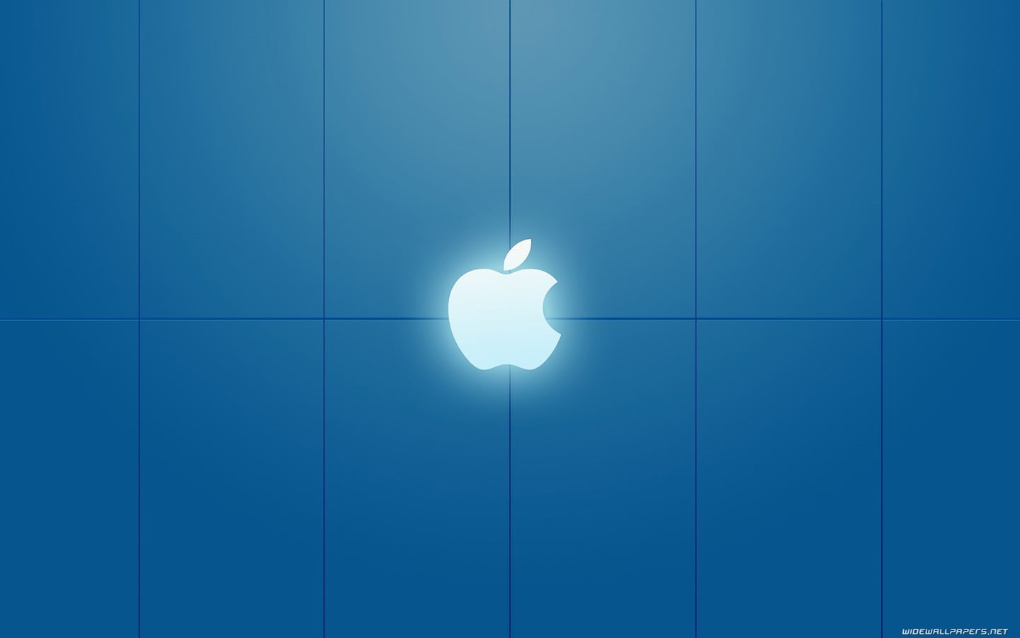 Apple logo, glowing, Apple Inc., logo, blue background
