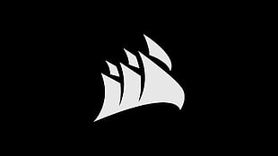 gray logo, Corsair, PC gaming, minimalism, monochrome