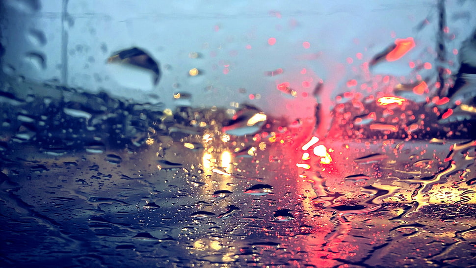 vehicle windshield, traffic, rain, car, winter HD wallpaper
