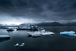 ice berg grayscale photo