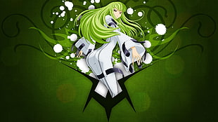 green-haired female anime character illustration, C.C., Code Geass HD wallpaper