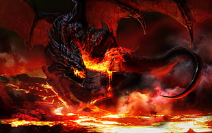 flying fire breathing dragon wallpaper