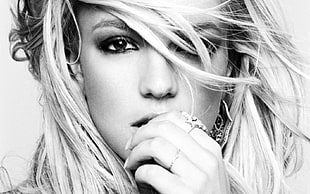 greyscale photography Britney Spears HD wallpaper