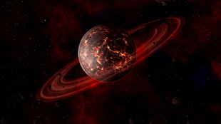 planet illustration, space, planetary rings, planet, space art