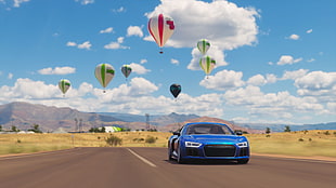 blue car, forza horizon 3, car, 2K, Audi R8 HD wallpaper