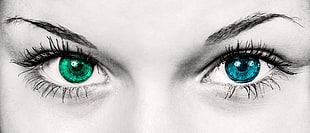 selective color of a person wearing different contact lens colors