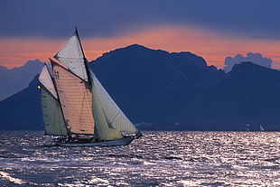 white sailing boat, sailing ship, ship, vehicle