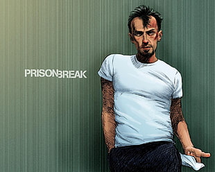 men's gray top with text overlay, Prison Break, theodore bagwell, t-bag, t bag HD wallpaper