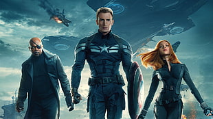 Captain America, Captain America: The Winter Soldier, Nick Fury, Captain America, Black Widow HD wallpaper